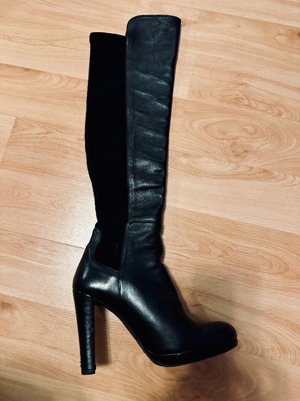 Stuart Weitzman Over-the-Knee Black Leather Boots – Iconic City Style size 7